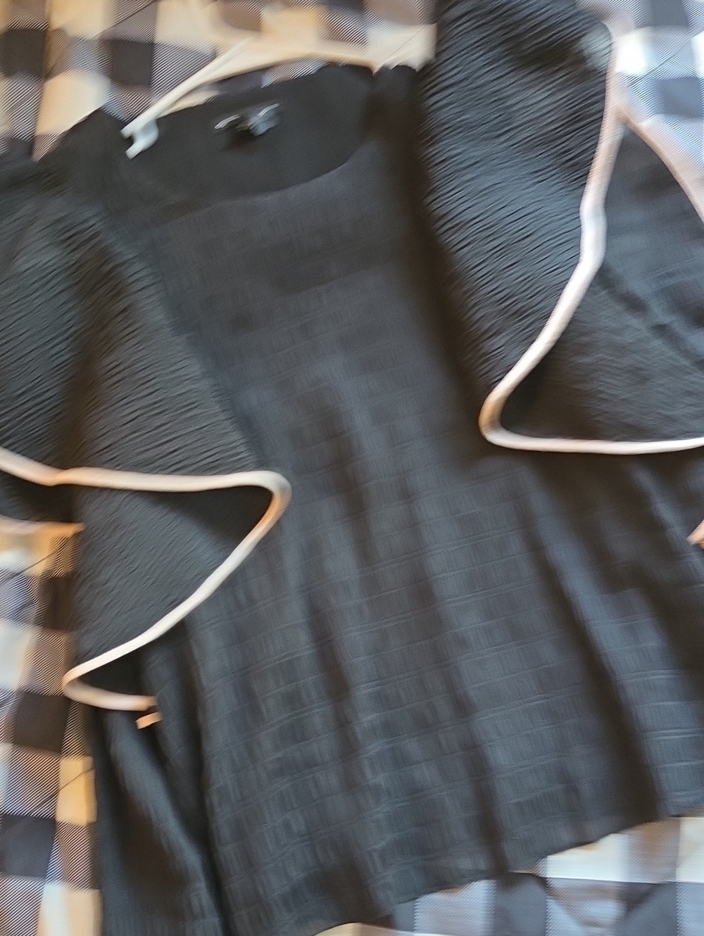 Club Monaco Black Women's Textured Top with Contrast Trim